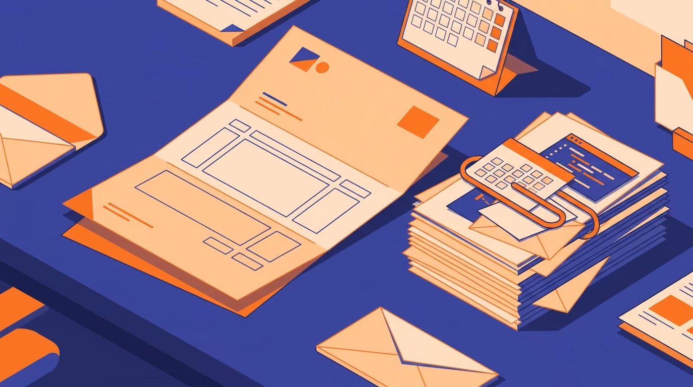 Illustration of a letter with empty form boxes and a paperclip holding supporting papers